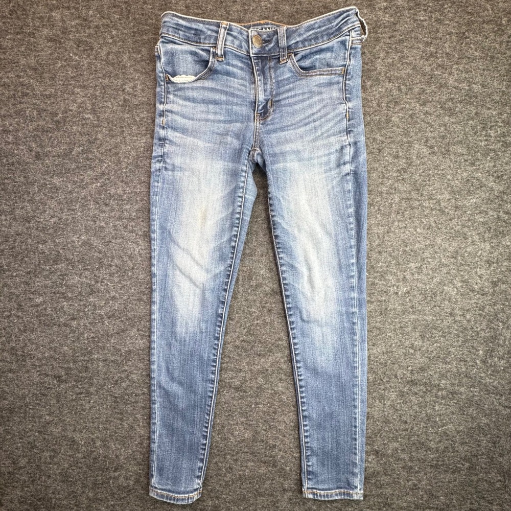 American Eagle Jegging Women 6 Short Blue Super Stretch Medium Wash Denim Jeans
